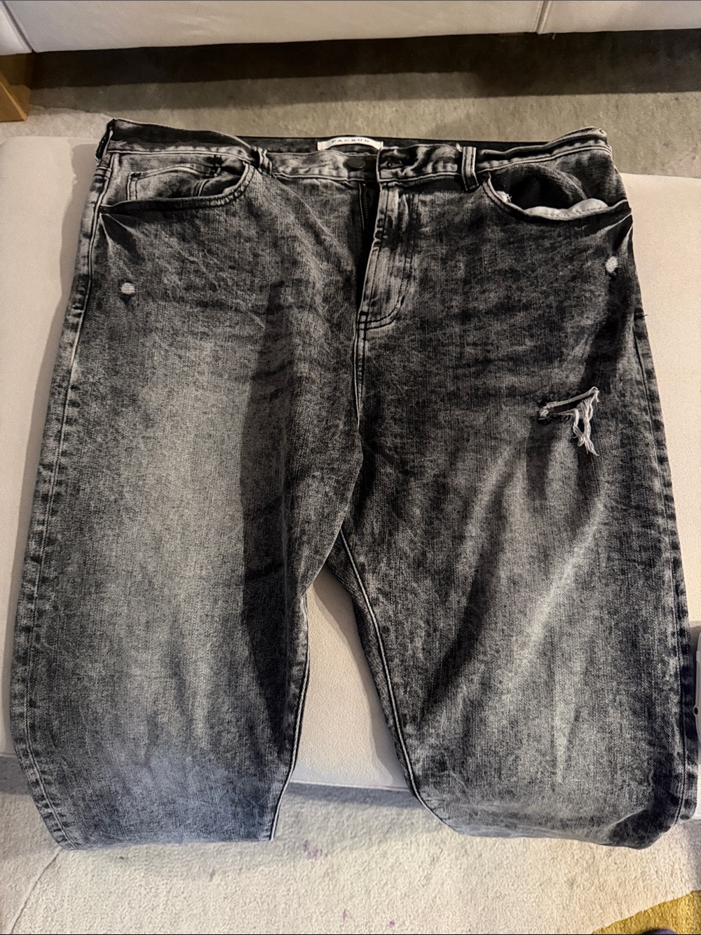 PacSun Black Acid Wash Slim Jeans with Distressed Detail